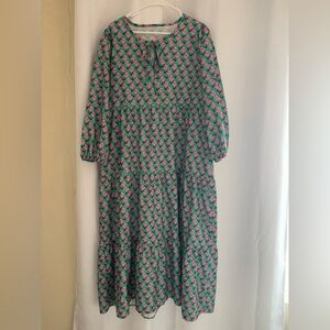 Green and Pink Floral Maxi Dress